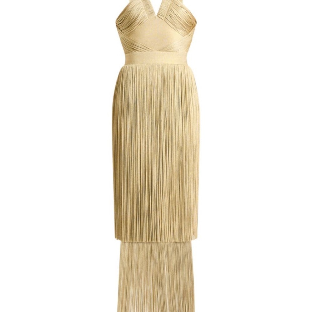 Herve Leger Strapless Gold Dress